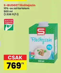 Spar S-Budget főzőtejszín ajánlat