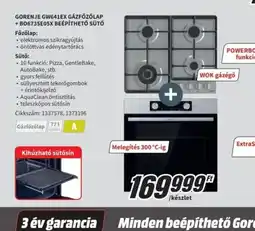 Media Markt Gorenje GN423EX gázfőzőlap + BO631350SX beép ExtraSteam - hozzáadott gőzfunkcióthető sütő ajánlat