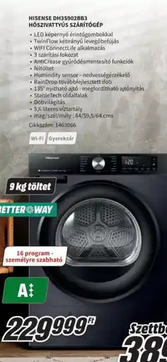 Media Markt Hisense DH35902BB3 Hőszivattyús Szárítgép ajánlat