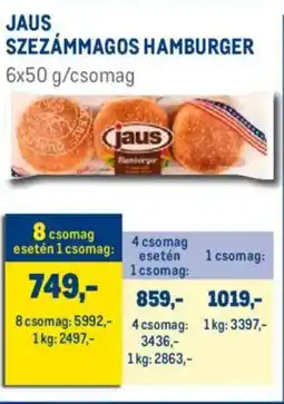 Metro Jaus Szezámmagos hamburger 6x50 g/csomag ajánlat