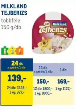 Metro Milkland tejberizs ajánlat