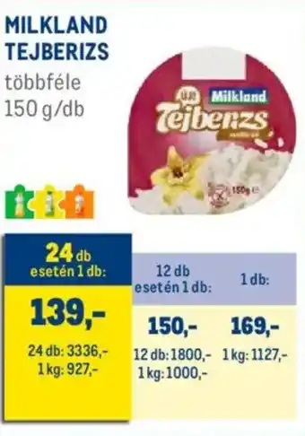 Metro Milkland tejberizs ajánlat