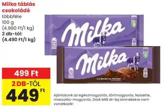 Spar Milka táblás csokoládé ajánlat