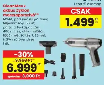 Spar CleanMaxx akkus Zyklon morzsaporszívó ajánlat