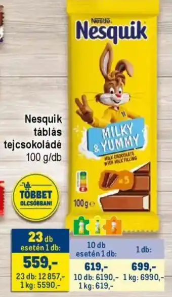 Metro Nesquik táblás tejcsokoládé ajánlat