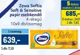 Metro Zewa Softis Soft & Sensitive papír zsebkendő ajánlat