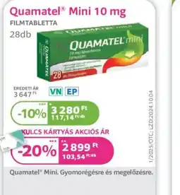 Kulcs Patika Quamatel Mini 10 mg filmtabletta ajánlat