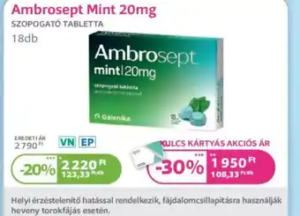 Kulcs Patika Ambrosept Mint 20mg ajánlat