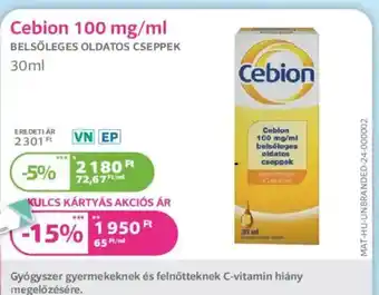 Kulcs Patika Cebion 100 mg/ml belsőleges oldatos cseppek ajánlat