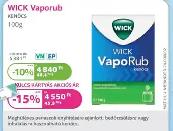 Kulcs Patika Wick VapoRub Kenőcs ajánlat