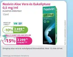 Kulcs Patika Nasivin Aloe Vera és Eukaliptusz ajánlat