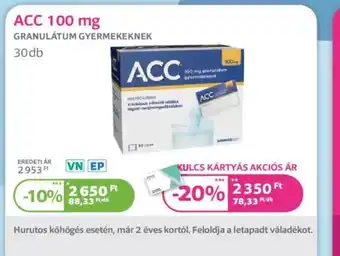 Kulcs Patika ACC 100 mg granulátum gyermekeknek ajánlat