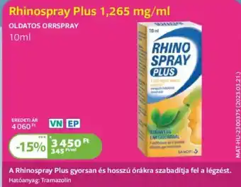 Kulcs Patika Rhinospray Plus 1,265 mg/ml ajánlat