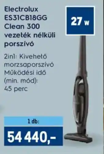 Metro Electrolux ES31CB18GG Clean 300 vezeték nélküli porszívó ajánlat