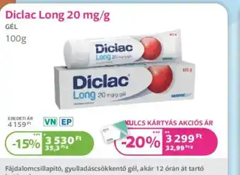 Kulcs Patika Diclac Long 20 mg/g gél ajánlat