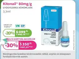 Kulcs Patika Kitonail 80mg/g Gygyszeres Körömlak ajánlat