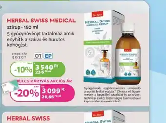 Kulcs Patika Herbal Swiss Medical szirup ajánlat