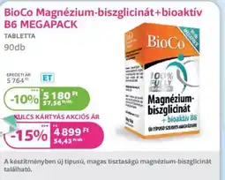 Kulcs Patika BioCo Magnézium-biszgli cinát + bioaktív B6 MEGAPACK ajánlat