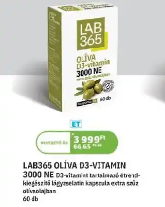 Kulcs Patika LAB365 Olíva D3-vitamin 3000 NE ajánlat