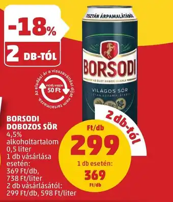 PENNY Borsodi dobozos sör ajánlat