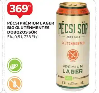 Auchan Pécsi prémiumlager bio gluténmentes dobozos ajánlat