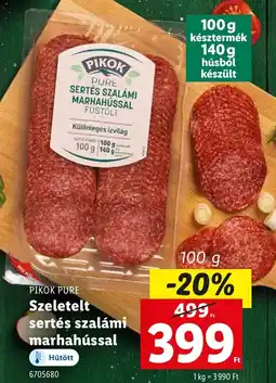 Lidl PIKOK PURE Szeletelt sertés szalámi marhahússal ajánlat