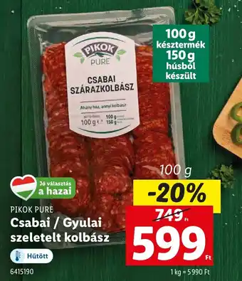 Lidl PIKOK PURE Csabai / Gyulai szeletelt kolbász ajánlat