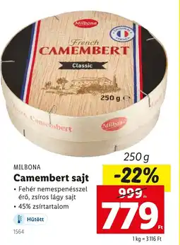 Lidl MILBONA Camembert sajt ajánlat