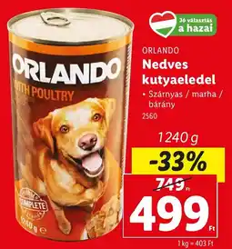 Lidl ORLANDO Nedves kutyaeledel ajánlat