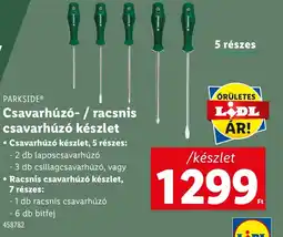 Lidl PARKSIDE Csavarhúzó- / racsnis csavarhúzó készlet ajánlat