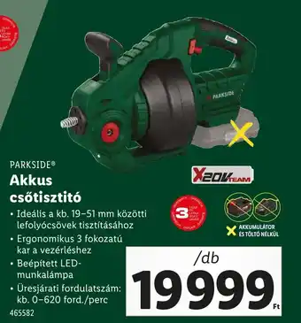 Lidl PARKSIDE Akkus csőtisztitó ajánlat