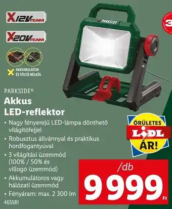 Lidl PARKSIDE Akkus LED-reflektor ajánlat