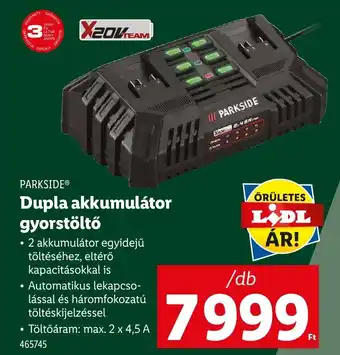 Lidl PARKSIDE Dupla akkumulátor gyorstöltő ajánlat