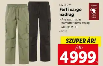 Lidl LIVERGY Férfi cargo nadrág ajánlat