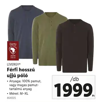 Lidl LIVERGY Férfi hosszú ujjú póló ajánlat