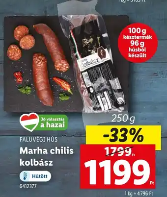 Lidl FALUVÉGI HÚS Marha chilis kolbász ajánlat