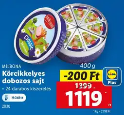 Lidl MILBONA Körcikkelyes dobozos sajt ajánlat