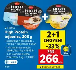 Lidl MILBONA High Protein tejberizs ajánlat