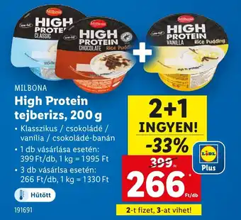 Lidl MILBONA High Protein tejberizs ajánlat