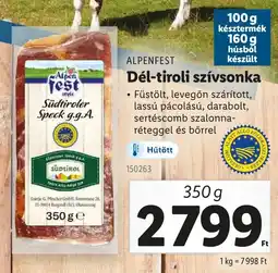 Lidl ALPENFEST Dél-tiroli szívsonka ajánlat