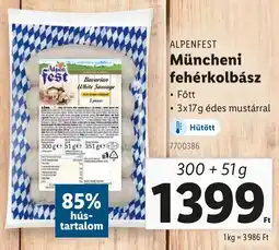 Lidl ALPENFEST Müncheni fehérkolbász ajánlat