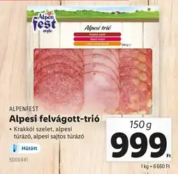 Lidl ALPENFEST Alpesi felvágott-trió ajánlat