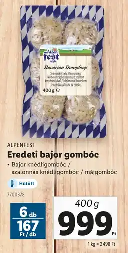 Lidl ALPENFEST Eredeti bajor gombóc ajánlat