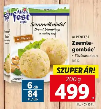 Lidl ALPENFEST Zsemle-gombóc ajánlat