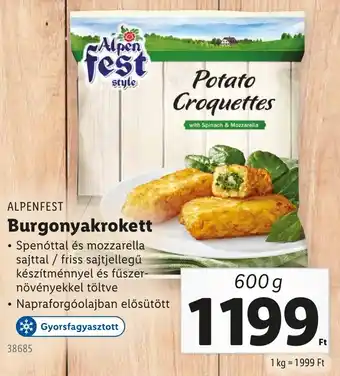 Lidl ALPENFEST Burgonyakrokett ajánlat