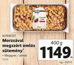 Lidl ALPENFEST Morzsával megszórt omlós sütemény ajánlat