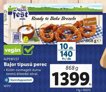 Lidl ALPENFEST Bajor típusú perec ajánlat