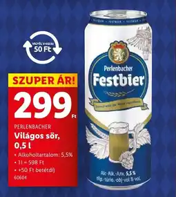 Lidl PERLENBACHER Világos sör ajánlat