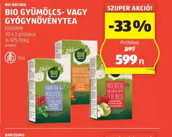 ALDI Bio Natura Bio Gyümölcs- vagy Gygynövénytea ajánlat