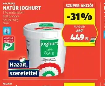 ALDI Natúr joghurt ajánlat